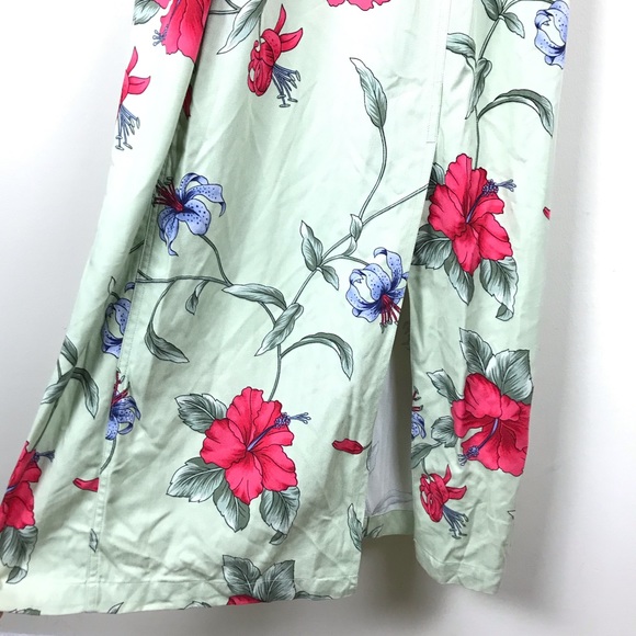 Caribbean Joe Green Floral Maxi Summer Dress - L - Picture 4 of 8